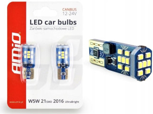Żarówki W5w T10 21smd Led 12/24v Canbus Postojówki