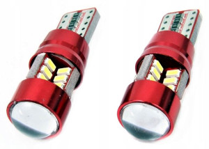 Żarówki W5w Led 12/24v Canbus Postojówki Soczewka