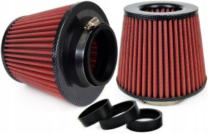 Sportowy Filtr Powitrza Stożek Carbon + 3 Adaptery