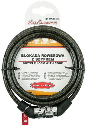 Blokada Rowerowa Zapięcie 150cm Na Szyfr