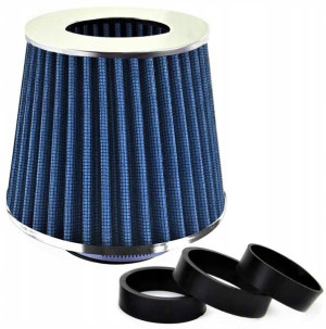 Sportowy Filtr Powietrza Stożek Chrom + 3 Adaptery