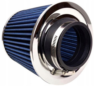 Sportowy Filtr Powietrza Stożek Chrom + 3 Adaptery