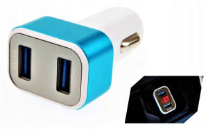Ładowarka Samochodowa Z Testerem Napięcia 2x Usb