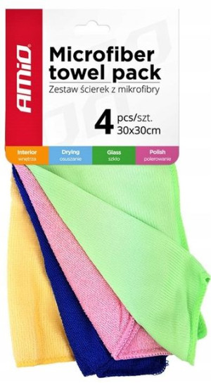 Zestaw Ściereczek Z Mikrofibry 30x30cm 4 Rodzaje