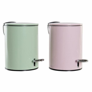 Kosz na Śmieci DKD Home Decor LB-181142 Różowy Metal Mięta 3 L (2 Sztuk)