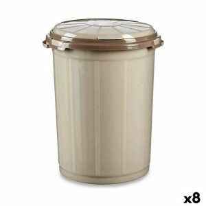 Kosz na Śmieci Beżowy Plastikowy 50 L (46 x 51 x 48 cm) (8 Sztuk)