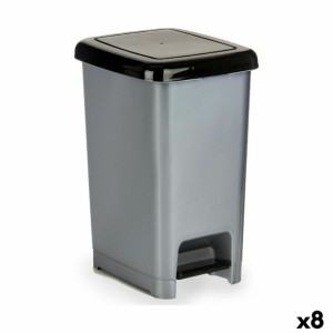 Kosz na Śmieci z Pedałem Czarny Szary Plastikowy 25 L (37 x 47 x 26,9 cm)