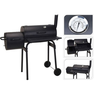 Grill Węglowy z Pokrywką i Kółkami Czarny (112 x 63 x 112 cm)