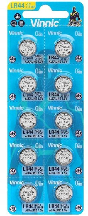 Bateria alkaliczna VINNIC LR44 10 SZTUK AG13 L1154 157 V13GA RW82 A76 1,5V