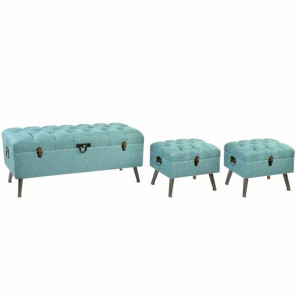 Taboret DKD Home Decor   Metal Poliester Granatowy Drewno MDF (