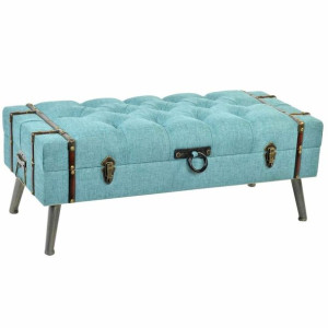 Taboret DKD Home Decor   Metal Poliester Granatowy Drewno MDF