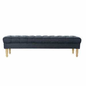 Taboret DKD Home Decor   Naturalny Niebieski Poliester Drewno kauczukowe