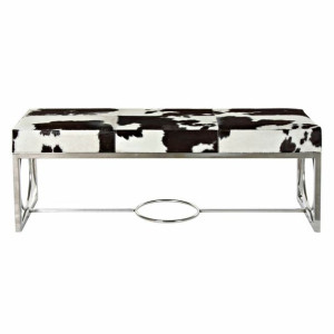 Taboret DKD Home Decor   Czarny Stal Skóra Biały (122 x 41 x 44 cm)