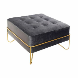Taboret DKD Home Decor   Piana Szary Złoty Metal Poliester Aksamit Drewno
