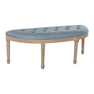 Taboret DKD Home Decor   Naturalny Niebieski Poliester Aksamit Drewno