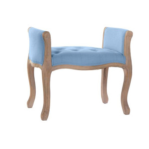 Taboret DKD Home Decor   Naturalny Niebieski Płótno Drewno kauczukowe