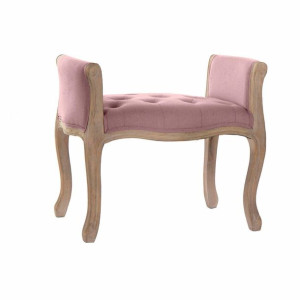 Taboret DKD Home Decor   Naturalny Różowy Płótno Drewno kauczukowe