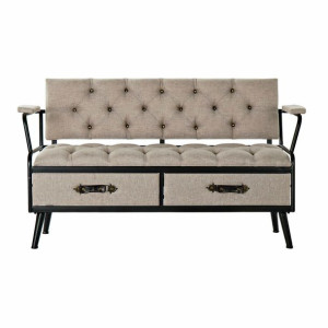 Taboret DKD Home Decor   Czarny Szary Metal Drewno Poliester