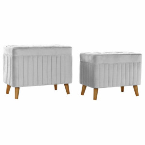 Taboret DKD Home Decor   Szary Naturalny Drewno Poliester (68 x 42 x 55,5