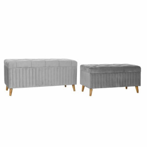 Taboret DKD Home Decor   Szary Brązowy Poliester Aksamit (122 x 50 x 58 cm)