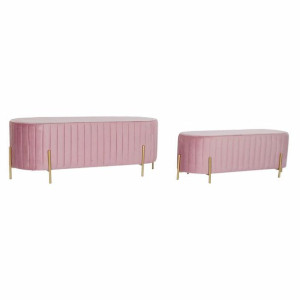 Taboret DKD Home Decor   Różowy Złoty Metal Poliester Aksamit
