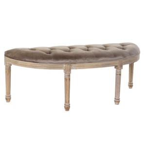 Taboret DKD Home Decor   Naturalny Szary Poliester Aksamit Drewno kauczuko