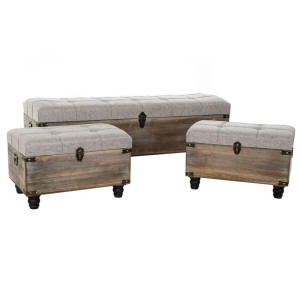Taboret DKD Home Decor   Czarny Szary Drewno Brązowy Poliester
