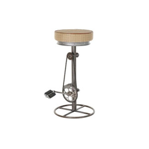 Taboret DKD Home Decor Srebrzysty Metal Jasnobrązowy Rattan (44 x 41 x 82