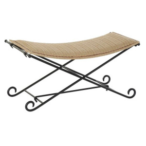 Taboret DKD Home Decor   Czarny Metal Jasnobrązowy Rattan (94 x 49 x 44 cm)