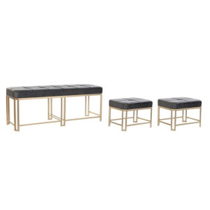 Taboret DKD Home Decor   Szary Metal Aksamit (120 x 40 x 47 cm)