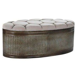 Taboret DKD Home Decor   Beżowy Metal Poliester Ceimnobrązowy (121 x 44