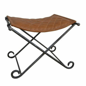 Foot-of-bed Bench DKD Home Decor Czarny Metal Brązowy Skóra (53 x 45 x 44