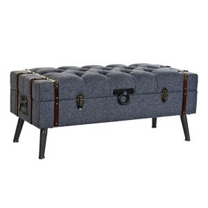 Skrzynia ławka DKD Home Decor Niebieski Metal Poliester MDF (102 x 42 x
