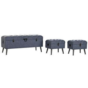 Skrzynia ławka DKD Home Decor Niebieski Metal Poliester MDF (121 x 42 x