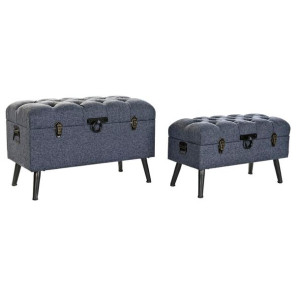 Skrzynia ławka DKD Home Decor Niebieski Metal Poliester MDF (81 x 42 x 52