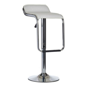 Taboret Srebrzysty Biały Metal Skórzany