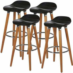 Taboret Oslo Czarny Brązowy PVC (39 x 33 x 70 cm) (4 Sztuk)