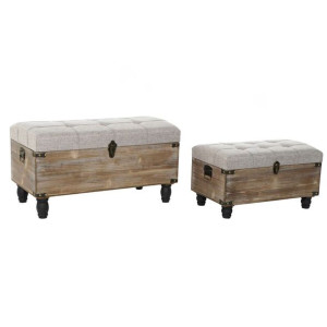 Taboret DKD Home Decor Szary Brązowy (2 pcs) (80 x 40 x 44 cm)