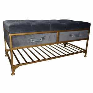 Taboret DKD Home Decor   Szary Złoty Metal Poliester Aksamit (10 cm)