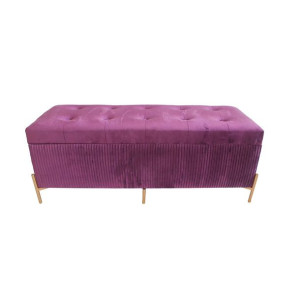 Foot-of-bed Bench DKD Home Decor Purpura Poliester MDF Bordeaux Glamour