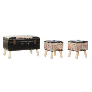 Taboret DKD Home Decor   Czerwony Czarny Beżowy Drewno Brązowy PU