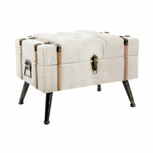 Taboret DKD Home Decor   Czarny Beżowy Płótno Drewno MDF (62 x 42 x 43 cm)