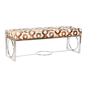 Taboret DKD Home Decor Brązowy Stal Skóra Biały (122 x 41 x 44 cm)