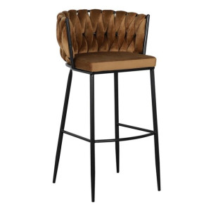 Taboret 57 x 57 x 104 cm Tkanina syntetyczna Czarny Metal Brązowy