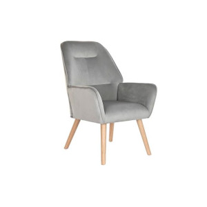 Krzesło DKD Home Decor Naturalny Drewno Poliester Jasnoszary (65 x 67 x 93