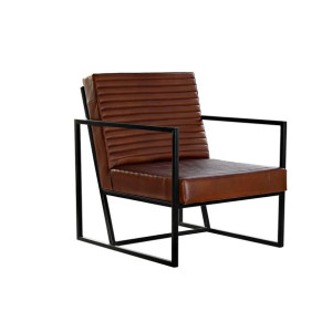 Krzesło DKD Home Decor Czarny Metal Brązowy Skóra (75 x 89 x 90 cm)