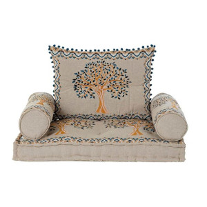 Fotel DKD Home Decor Beżowy Niebieski Bawełna Żółty (88 x 53 x 8 cm)