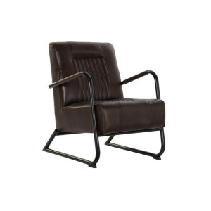 Krzesło DKD Home Decor Czarny Metal Skóra Ceimnobrązowy (62 x 82 x 84 cm)