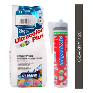 MAPEI fuga ULTRACOLOR PLUS 2kg + silikon MAPESIL AC 120 czarny