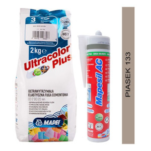 MAPEI fuga ULTRACOLOR PLUS 2kg + silikon MAPESIL AC 133 piasek